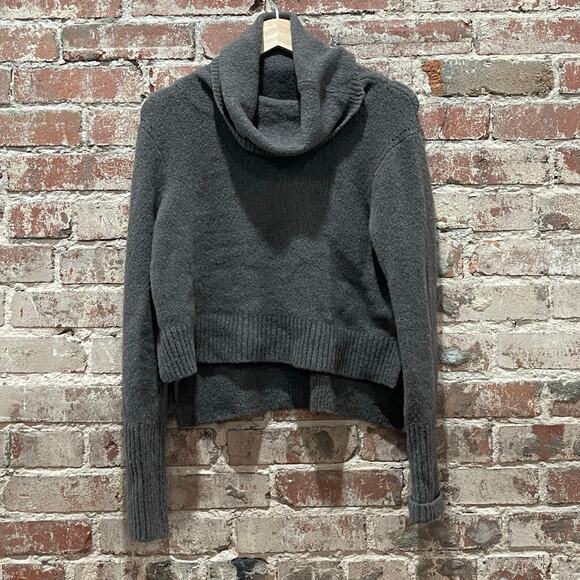 All Saints Wool Blend Brown Cropped Turtleneck Sweater Size Small - Picture 2 of 7